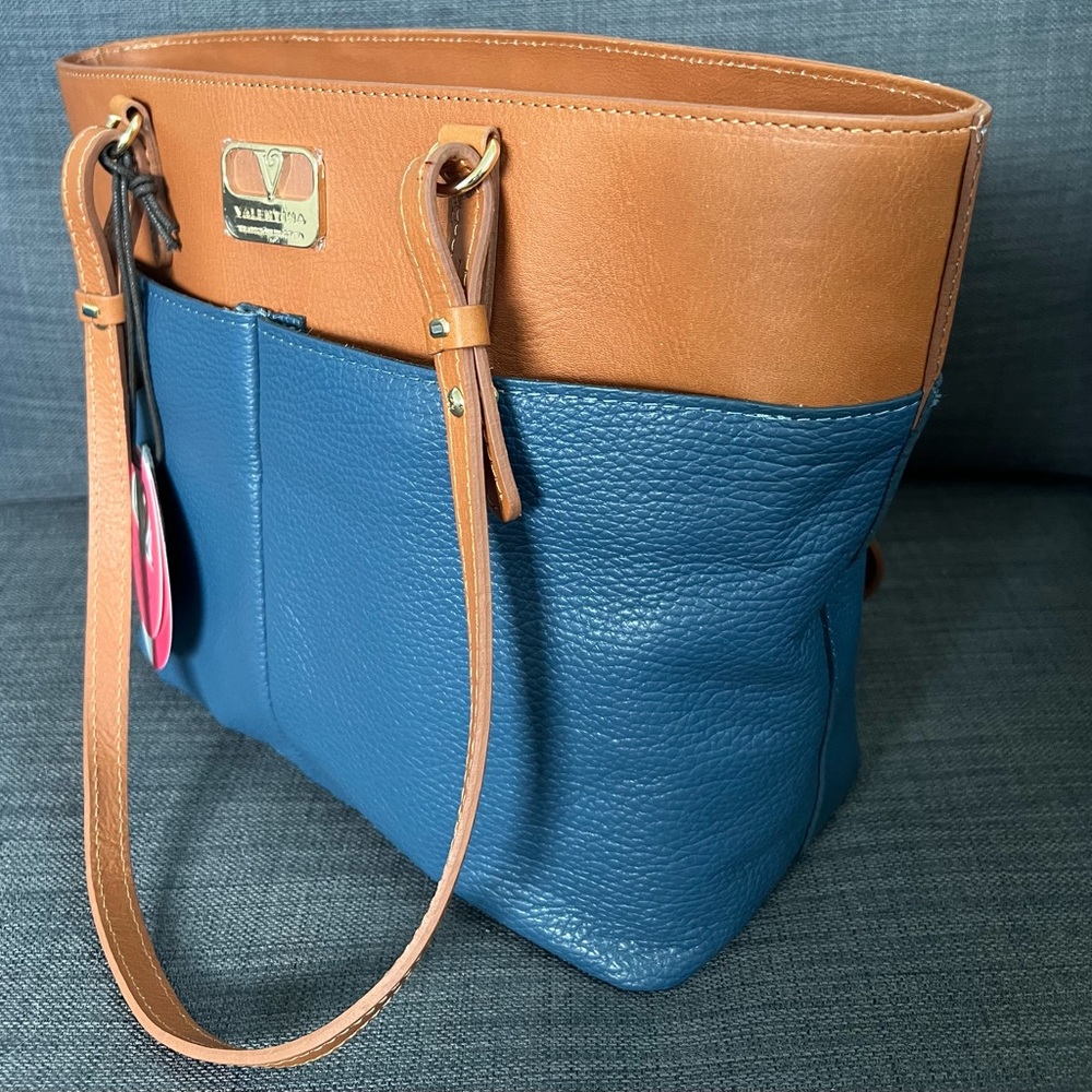 NWT VALENTINA TOP ZIP TOTE SATCHEL HANDBAG ITALIAN LEATHER - Picture 3 of 13